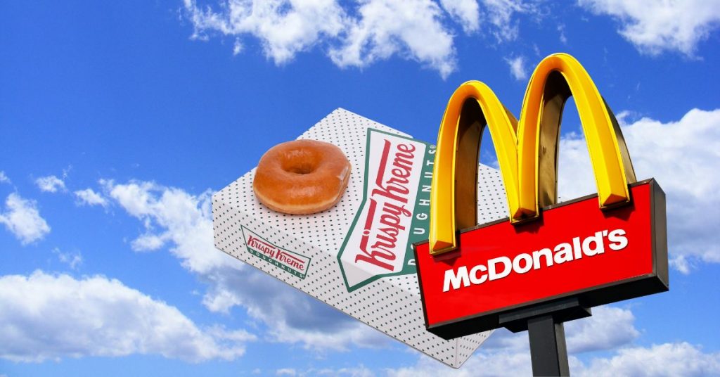 Krispy Kreme glazed donuts and McDonalds sign